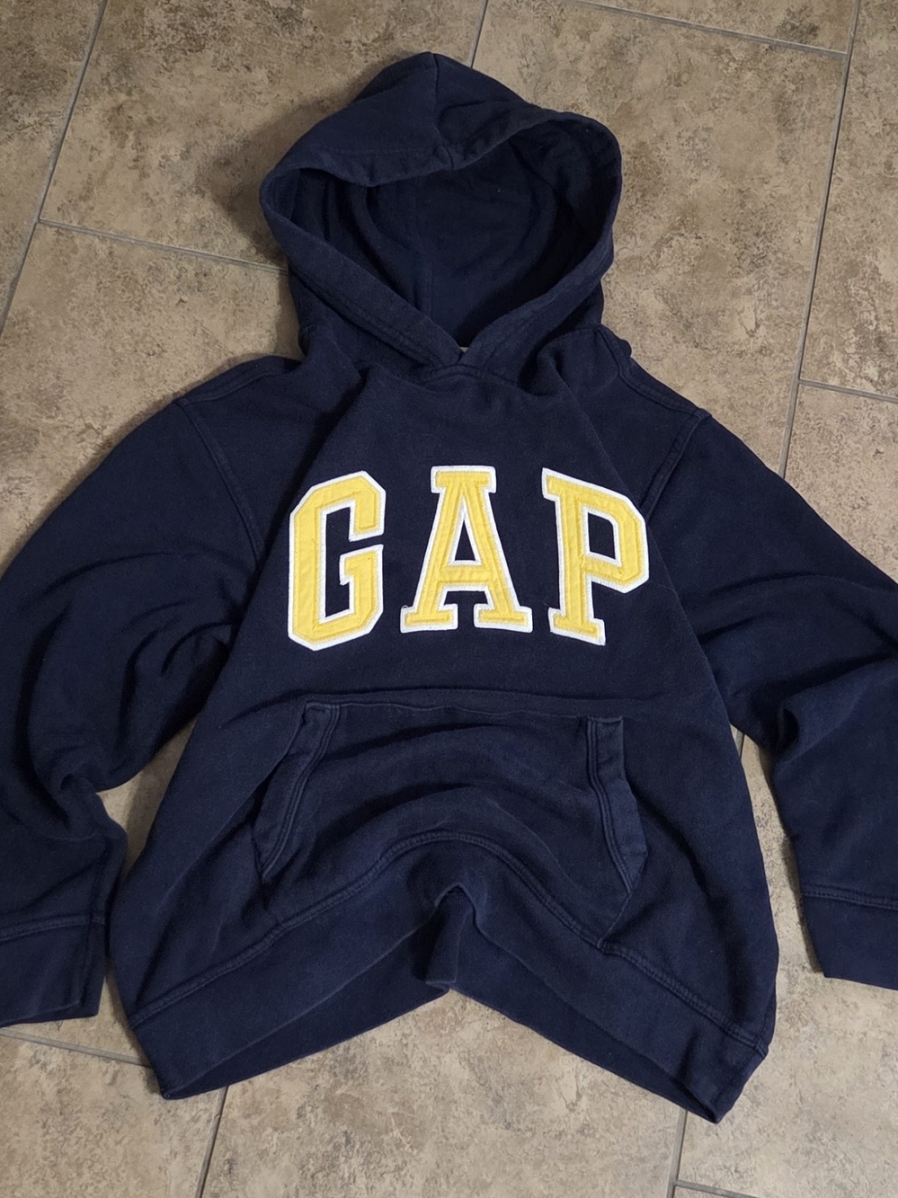 GAP Navy Hoodie with Yellow Lettering